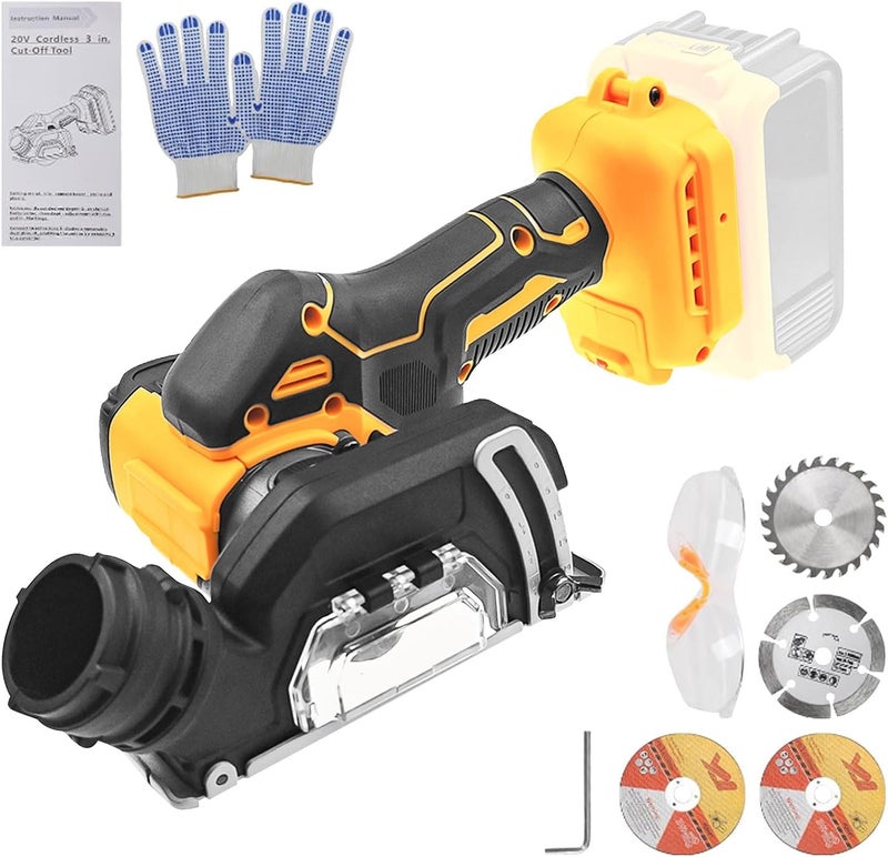 dcvbny Adjustable Cordless Cut Off Tool Compatible with Dewalt 20V MAX Battery, Rotorazer Saw Brush Cordless Angle Grinder Tile Cutter 20,000RPM, 4 Saw 3" Blades for Metal,Wood,Tile,Plastic (No Battery) - Image 1
